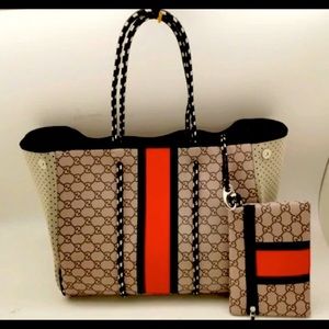 GG neoprene washable tote with removable pouch!